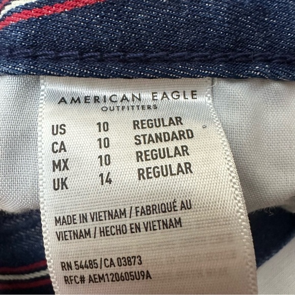 American Eagle Outfitters Red Striped Denim High Rise Mini Skirt size 10 - Picture 5 of 5